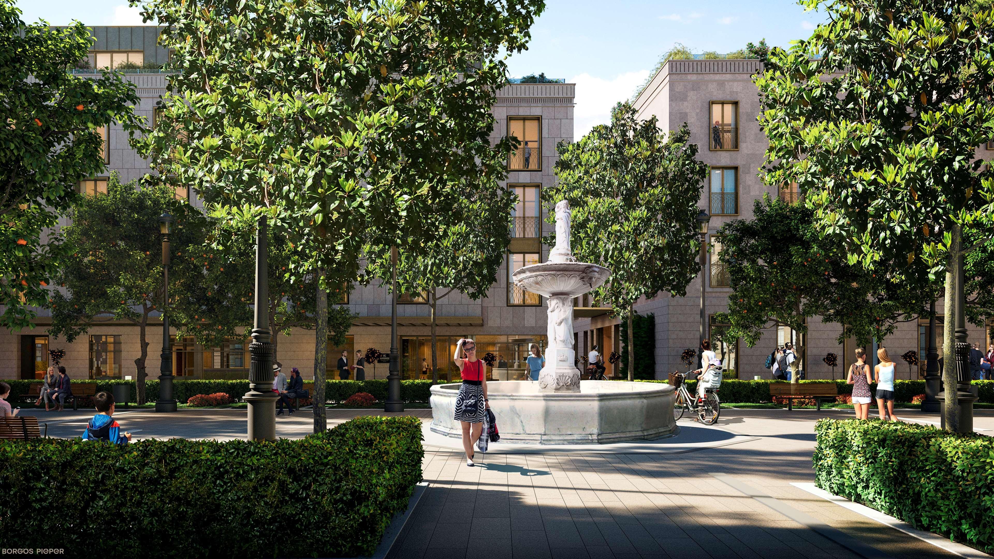 塞维利亚马格达莱纳广场丽笙精选酒店 外观 照片 The proposed fountain at the heart of the development